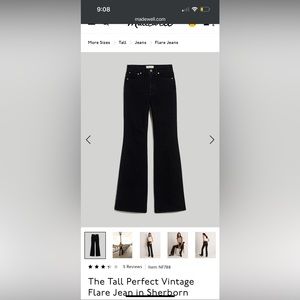 Madewell black wash vintage flare jeans, 30 tall